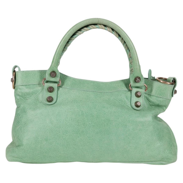 BALENCIAGA The First Hand Bag Leather 2way Light Green 240577 Auth 119786AM