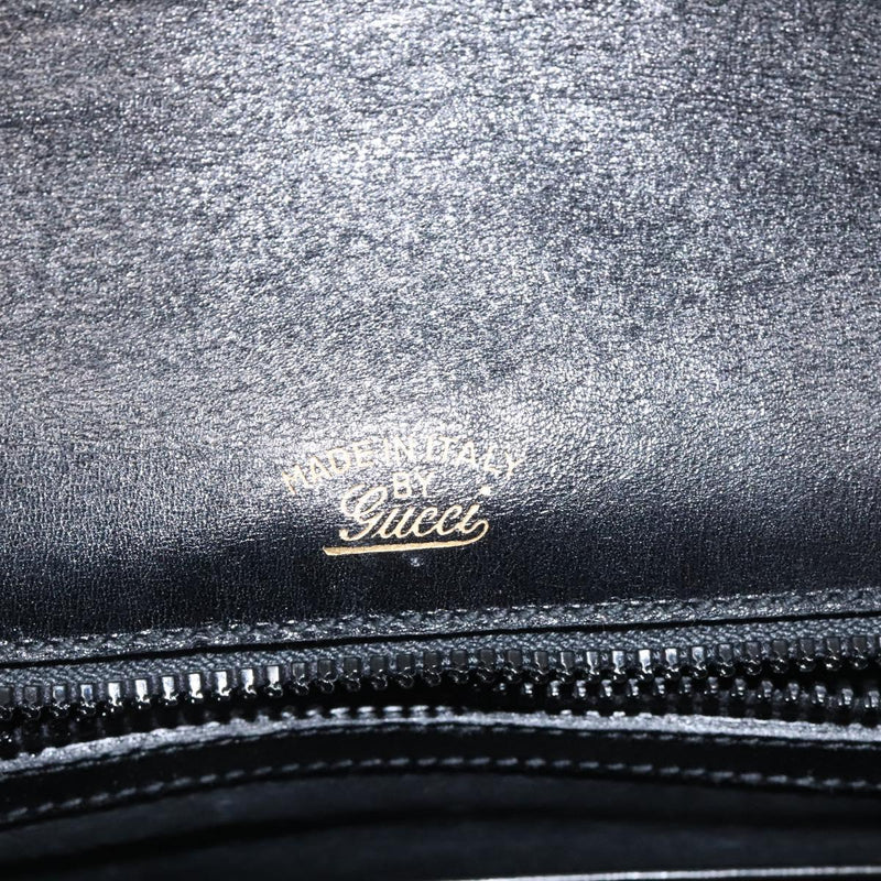 GUCCI Horsebit Shoulder Bag Leather Black Gold Auth 119787
