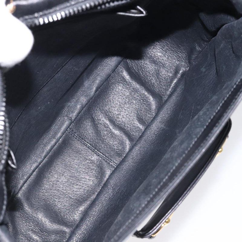 GUCCI Horsebit Shoulder Bag Leather Black Gold Auth 119787