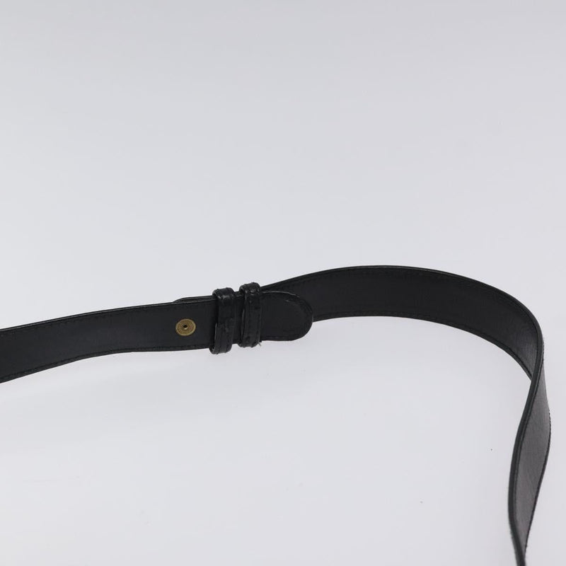 GUCCI Horsebit Shoulder Bag Leather Black Gold Auth 119787
