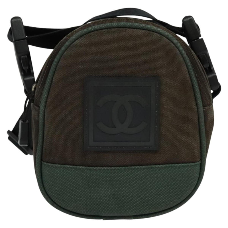 CHANEL COCO Mark Sports Line Shoulder Bag Canvas Brown CC Auth 119814