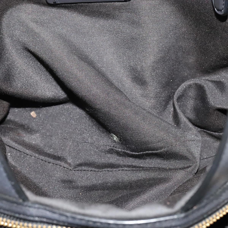 Coach Signature Tote Bag Leather Black Gold Auth 119815