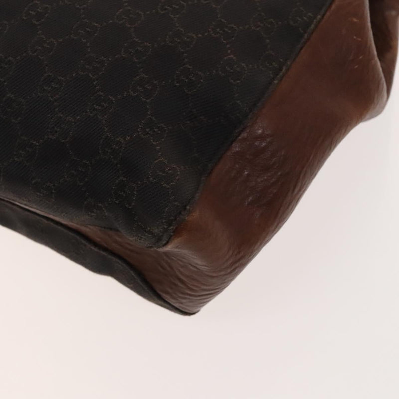 GUCCI GG Canvas Tote Bag Brown Silver 101346 Auth 119829