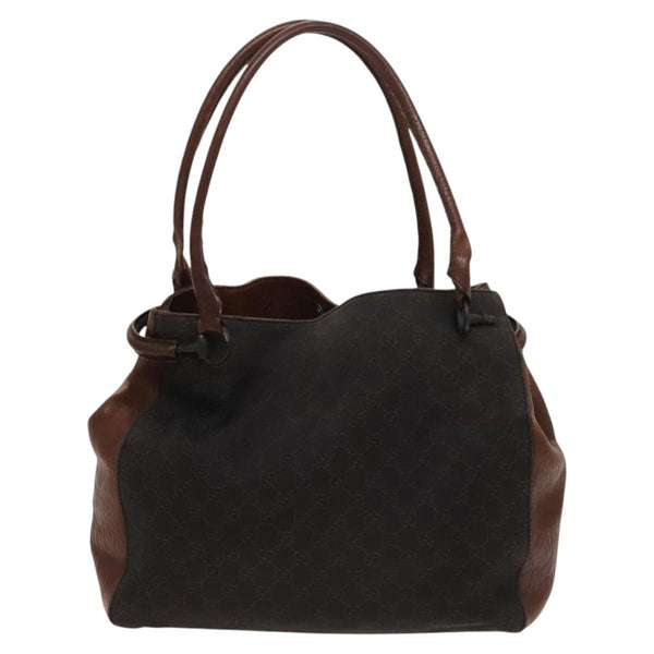 GUCCI GG Canvas Tote Bag Brown Silver 101346 Auth 119829