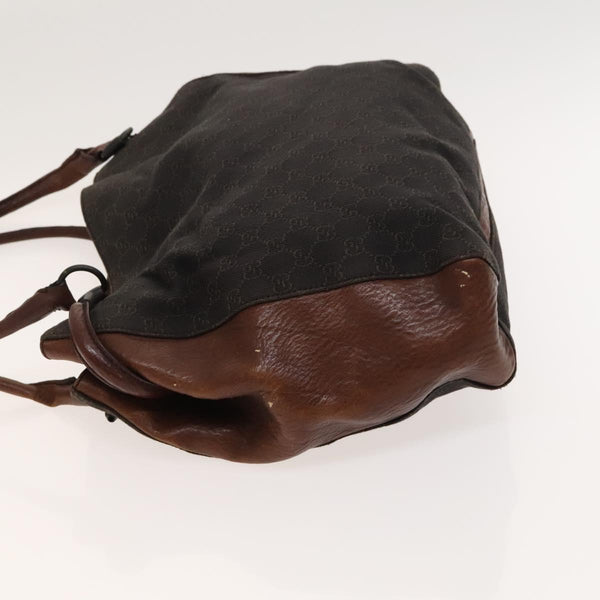 GUCCI GG Canvas Tote Bag Brown Silver 101346 Auth 119829