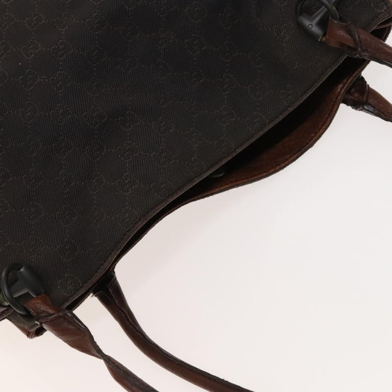 GUCCI GG Canvas Tote Bag Brown Silver 101346 Auth 119829