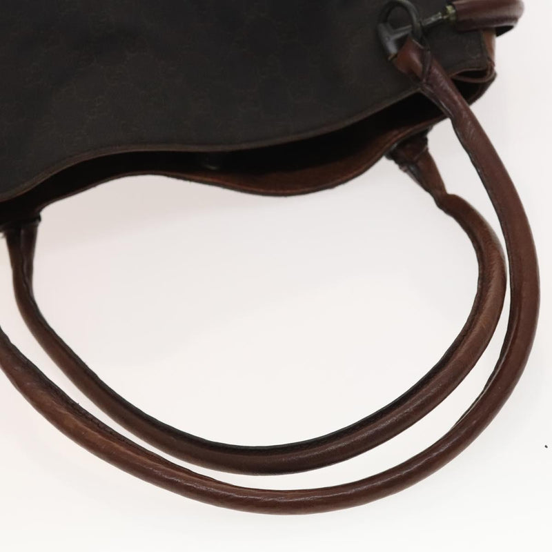 GUCCI GG Canvas Tote Bag Brown Silver 101346 Auth 119829