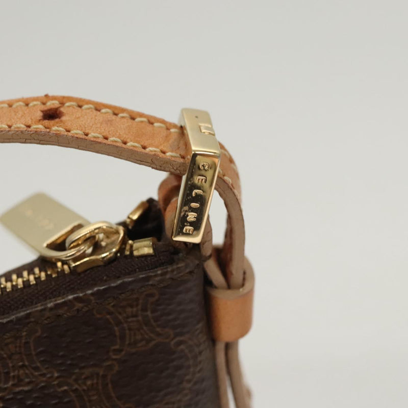 CELINE Macadam Canvas Hand Bag PVC Leather Brown Gold Auth 119832