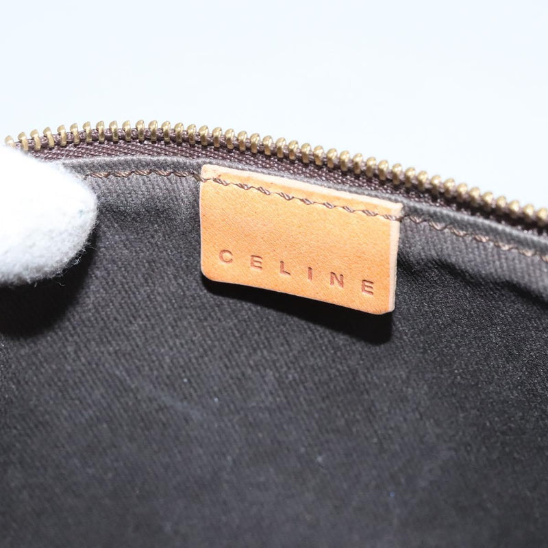 CELINE Macadam Canvas Hand Bag PVC Leather Brown Gold Auth 119832