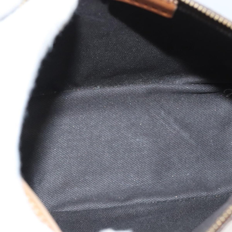CELINE Macadam Canvas Hand Bag PVC Leather Brown Gold Auth 119832