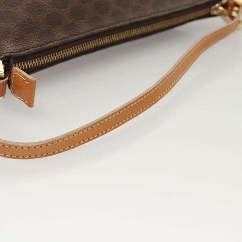 CELINE Macadam Canvas Hand Bag PVC Leather Brown Gold Auth 119832