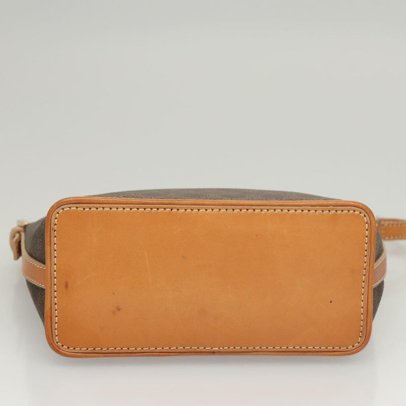CELINE Macadam Canvas Hand Bag PVC Leather Brown Gold Auth 119832