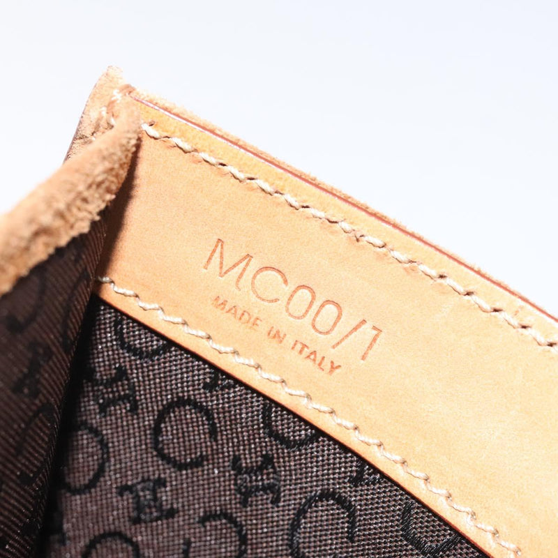 CELINE C Macadam Canvas Hand Bag Leather Suede Brown Gold Auth 119834