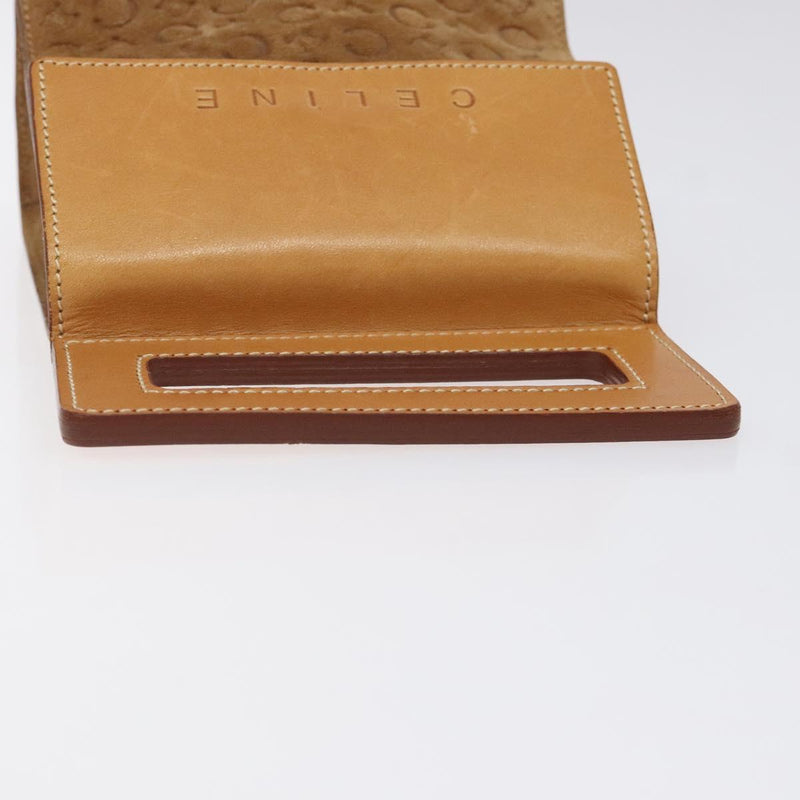 CELINE C Macadam Canvas Hand Bag Leather Suede Brown Gold Auth 119834