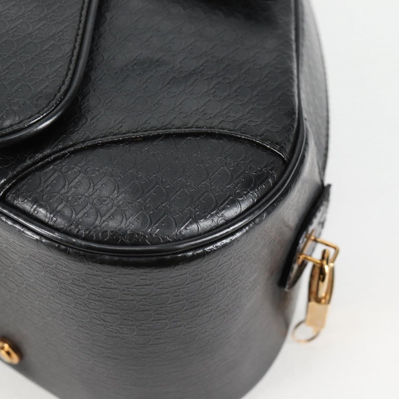 Christian Dior Double Saddle bag Trotter Canvas Hand Bag Black Auth 119836A
