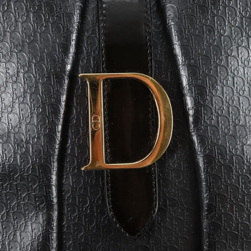 Christian Dior Double Saddle bag Trotter Canvas Hand Bag Black Auth 119836A