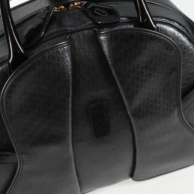 Christian Dior Double Saddle bag Trotter Canvas Hand Bag Black Auth 119836A