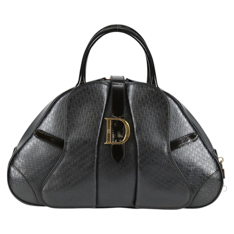 Christian Dior Double Saddle bag Trotter Canvas Hand Bag Black Auth 119836A