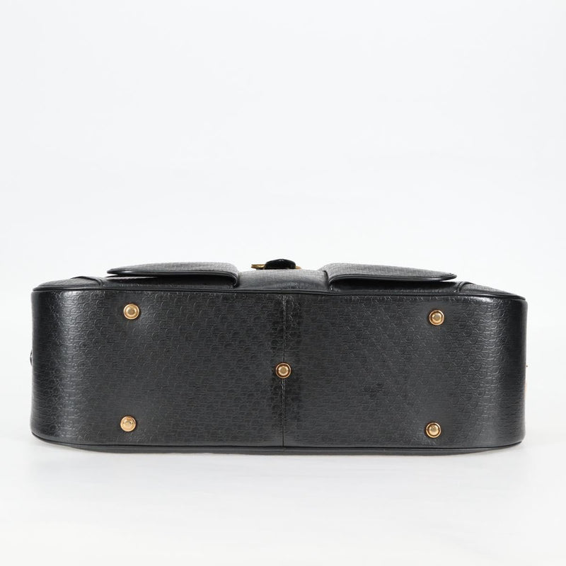 Christian Dior Double Saddle bag Trotter Canvas Hand Bag Black Auth 119836A