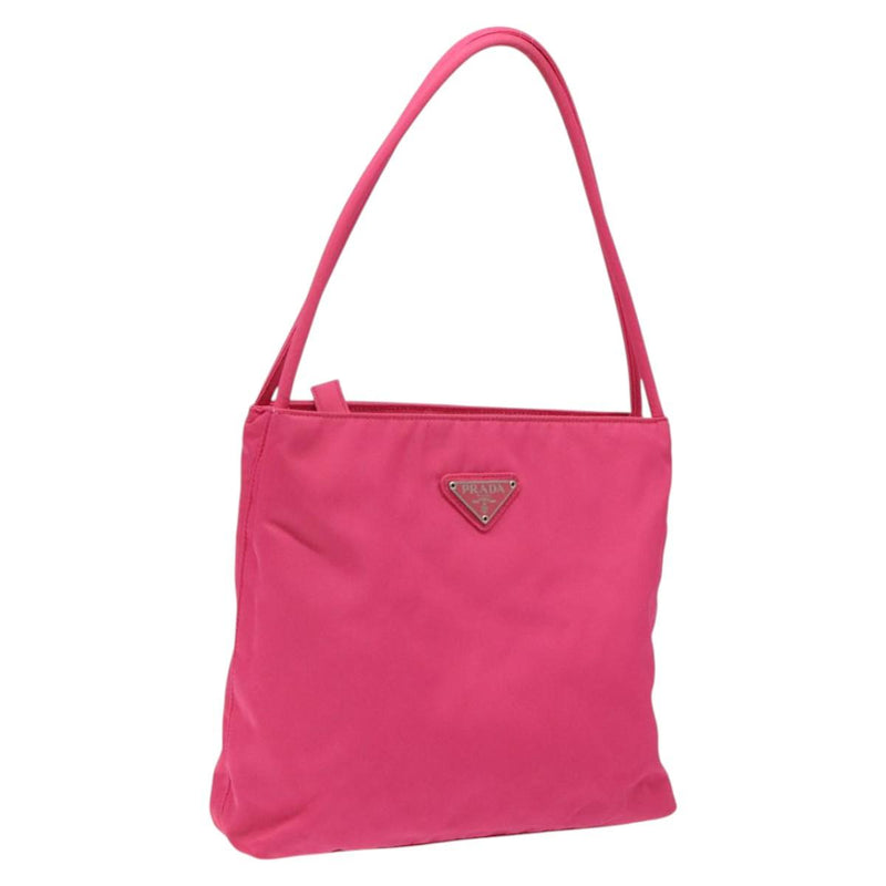 PRADA Shoulder Bag Nylon Pink Silver Auth 119844A