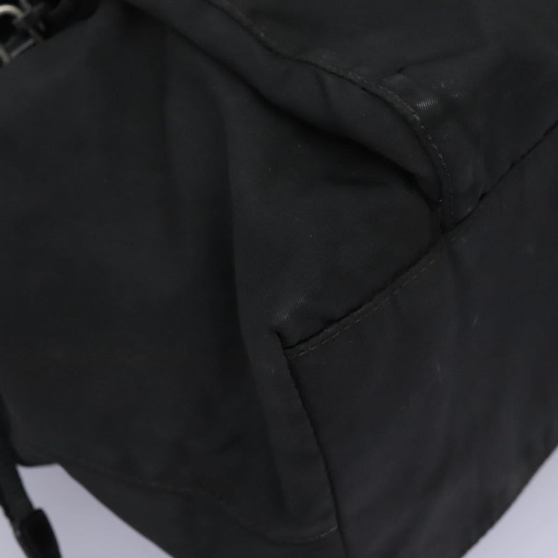 PRADA Shoulder Bag Nylon Black Silver Auth 119848