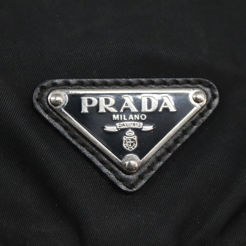 PRADA Shoulder Bag Nylon Black Silver Auth 119848