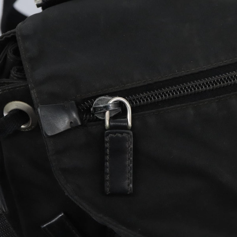 PRADA Shoulder Bag Nylon Black Silver Auth 119848