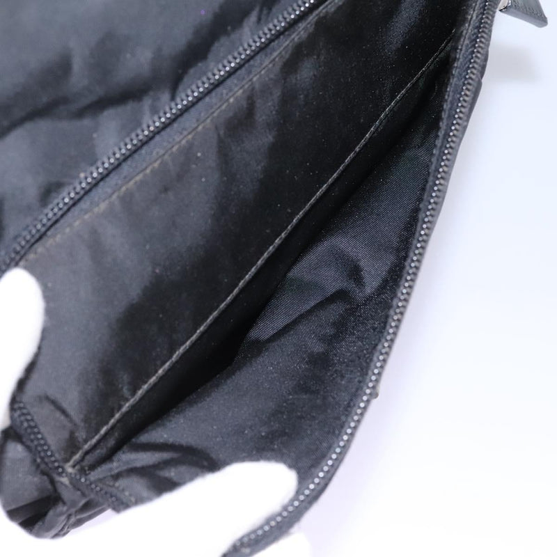 PRADA Shoulder Bag Nylon Black Silver Auth 119848