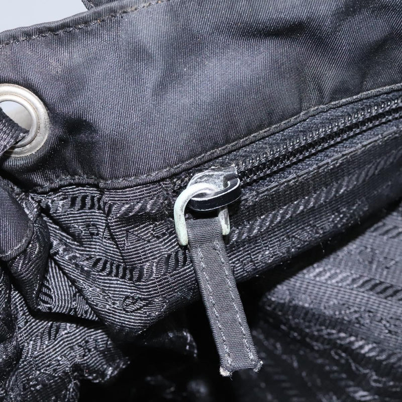 PRADA Shoulder Bag Nylon Black Silver Auth 119848