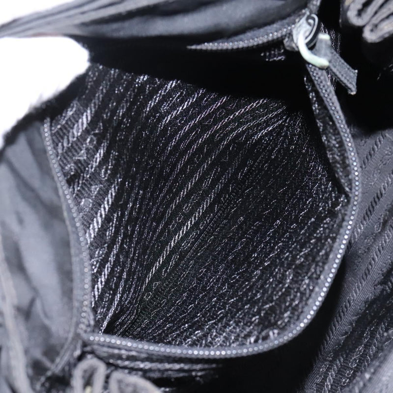 PRADA Shoulder Bag Nylon Black Silver Auth 119848