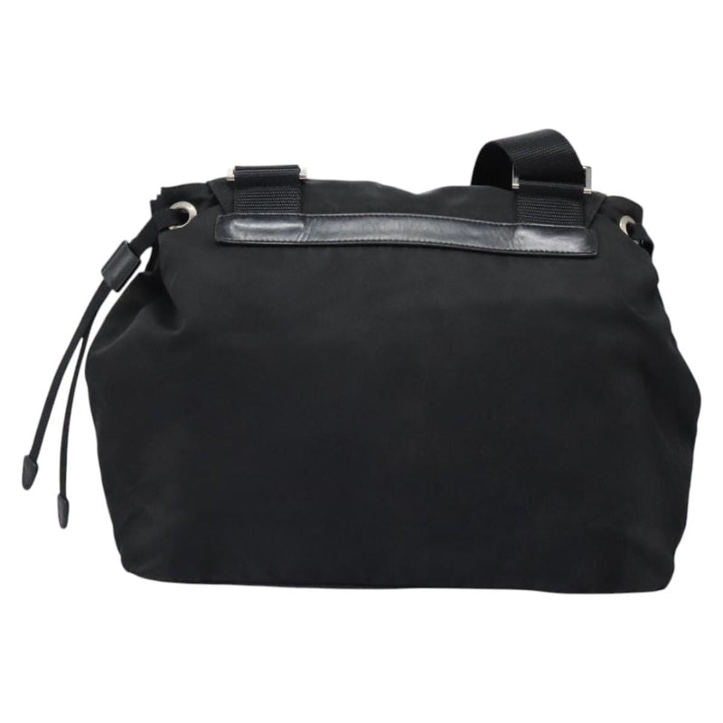 PRADA Shoulder Bag Nylon Black Silver Auth 119848