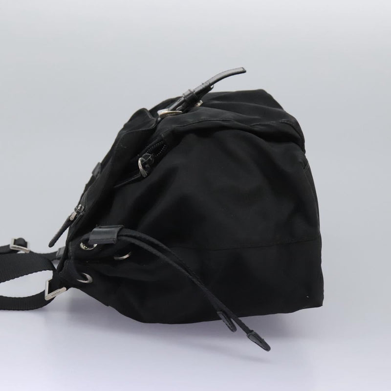 PRADA Shoulder Bag Nylon Black Silver Auth 119848