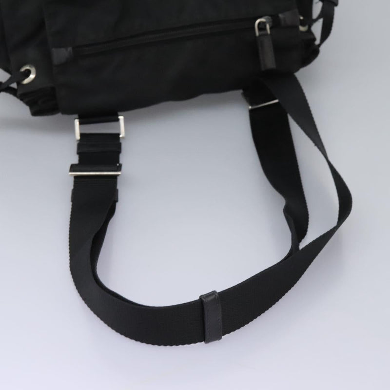 PRADA Shoulder Bag Nylon Black Silver Auth 119848