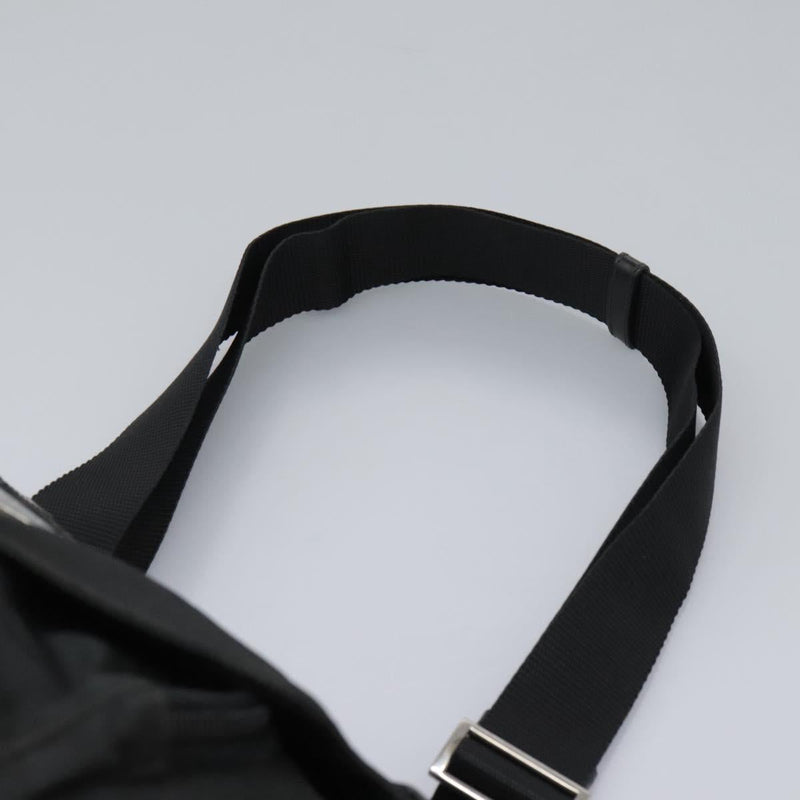 PRADA Shoulder Bag Nylon Black Silver Auth 119848