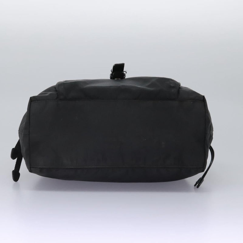 PRADA Shoulder Bag Nylon Black Silver Auth 119848