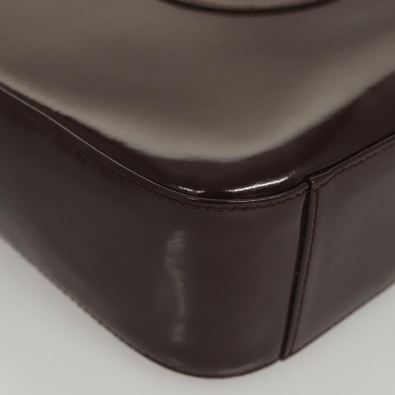 GUCCI Shoulder Bag Patent leather Brown Silver 000 1046 0506 Auth 119850