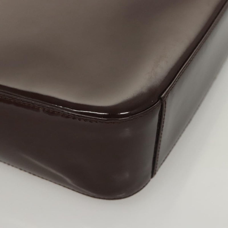 GUCCI Shoulder Bag Patent leather Brown Silver 000 1046 0506 Auth 119850