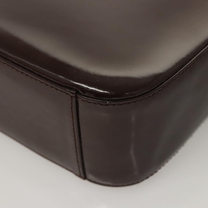 GUCCI Shoulder Bag Patent leather Brown Silver 000 1046 0506 Auth 119850