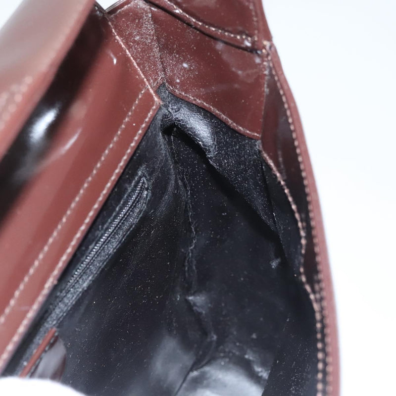 GUCCI Shoulder Bag Patent leather Brown Silver 000 1046 0506 Auth 119850