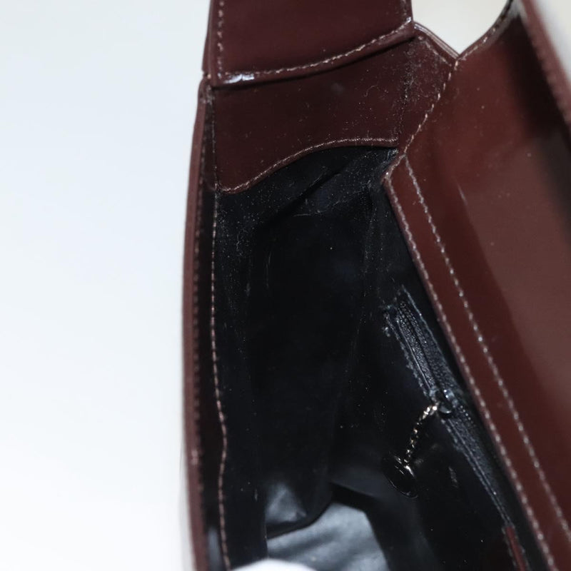 GUCCI Shoulder Bag Patent leather Brown Silver 000 1046 0506 Auth 119850