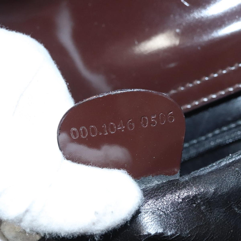 GUCCI Shoulder Bag Patent leather Brown Silver 000 1046 0506 Auth 119850
