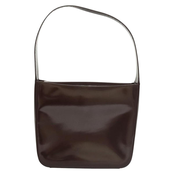 GUCCI Shoulder Bag Patent leather Brown Silver 000 1046 0506 Auth 119850
