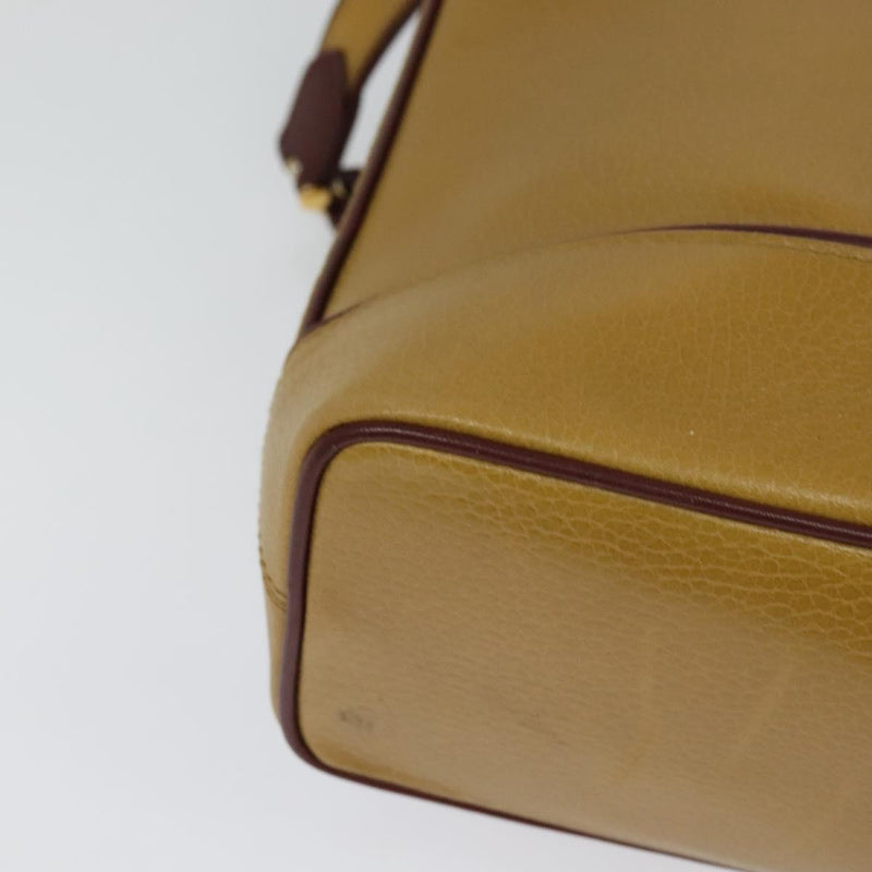 CARTIER Must Line Shoulder Bag Leather Beige Bordeaux gold Auth 119883
