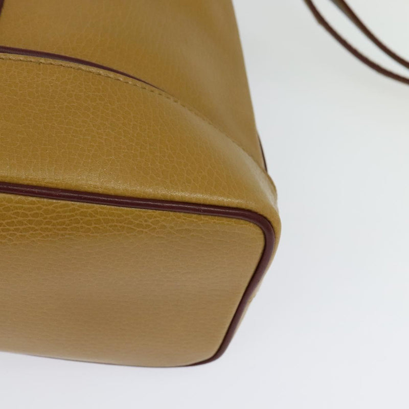 CARTIER Must Line Shoulder Bag Leather Beige Bordeaux gold Auth 119883