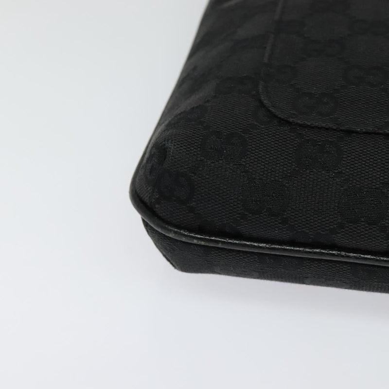 GUCCI GG Canvas Shoulder Bag Black Silver 122793 Auth 119885