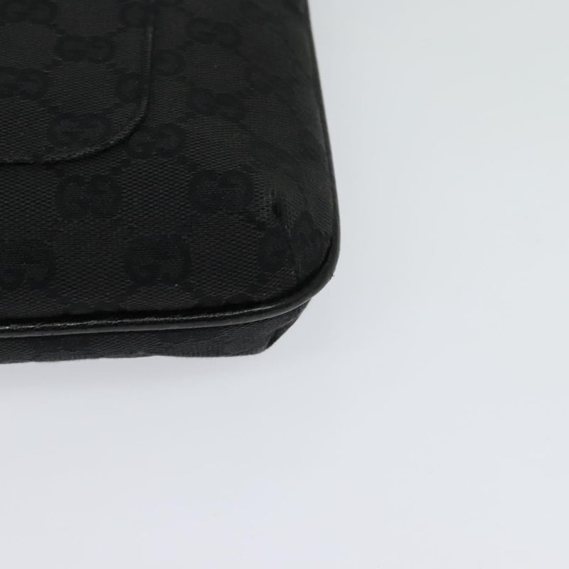GUCCI GG Canvas Shoulder Bag Black Silver 122793 Auth 119885