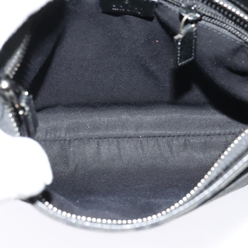 GUCCI GG Canvas Shoulder Bag Black Silver 122793 Auth 119885