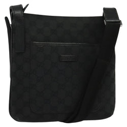 GUCCI GG Canvas Shoulder Bag Black Silver 122793 Auth 119885