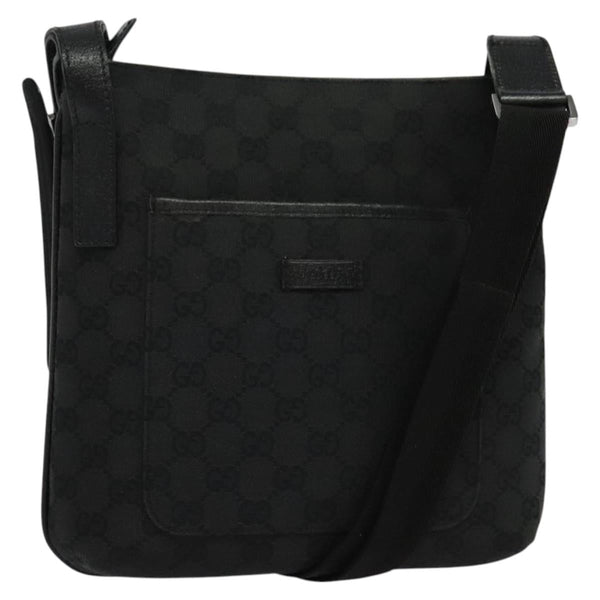GUCCI GG Canvas Shoulder Bag Black Silver 122793 Auth 119885