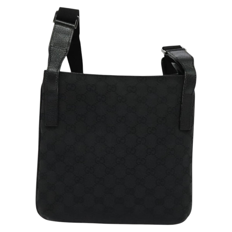 GUCCI GG Canvas Shoulder Bag Black Silver 122793 Auth 119885